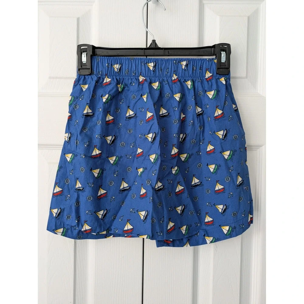 J. Crew Patterned Boxer Shorts‎ Mens XS Cotton Blue Sailboats Cotton NWOT BW441